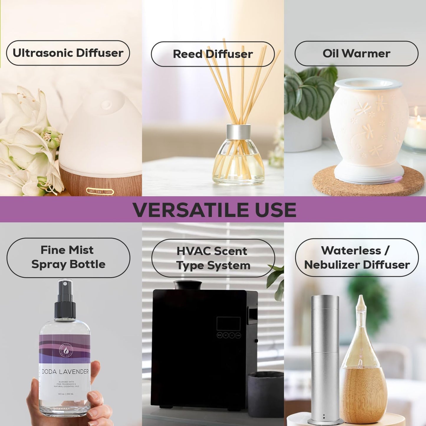 Aroma Country Doda Lavender Diffuser Oil - Luxury Essential Oils for Diffuser Refill & Air Freshener Room Spray - Long-Lasting & Natural Home Fragrance, Lavender Scented Oil for Diffusers (8.5 Fl. oz)