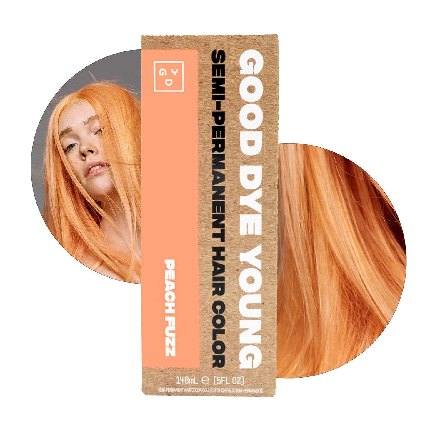 Good Dye Young Semi-Permanent Hair Color, Vegan and Cruelty-Free Peach Orange Hair Dye, Last up to 24 Washes, Non-Damaging Conditioning Hair Color (5FL OZ, Peach Fuzz)