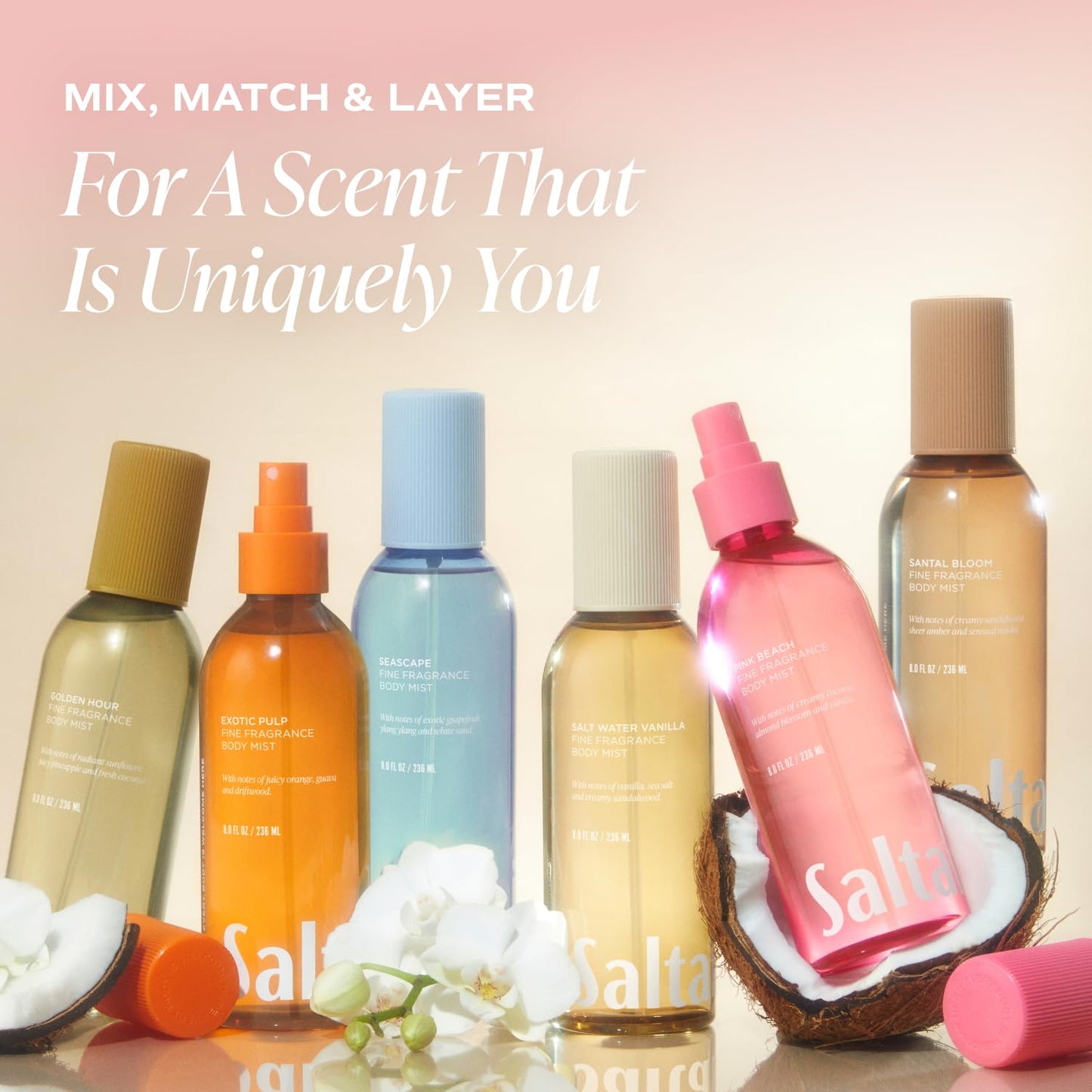 Saltair Body Mist 2 Pack - Fine Fragrance, Lightweight Body Spray Mist with Seascape Scent. Long Lasting Perfume Mist. 2x 8oz Bottles