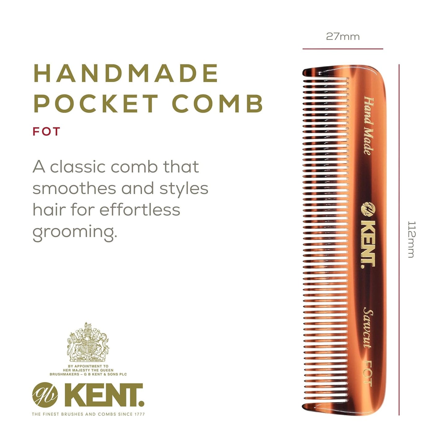 Kent Beard and Mustache Grooming Set - Handmade Pocket Combs for Men's Travel and Home Use, Mini Combs for Grooming