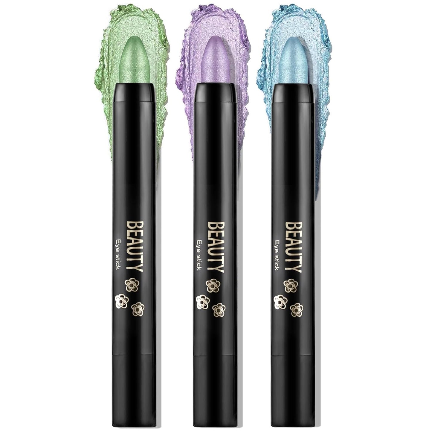 Boobeen 3PCS Cream Eyeshadow Pencil Crayon Waterproof Brightener Stick Shimmer Pen Create Glitter Eye Makeup, Easy to Use