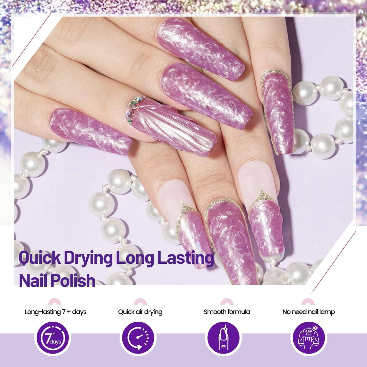 10ml 6 Colors Nail Polish Set Dark Green Pink Glitter Deep Blue Series Nail Polish Gifts for Women