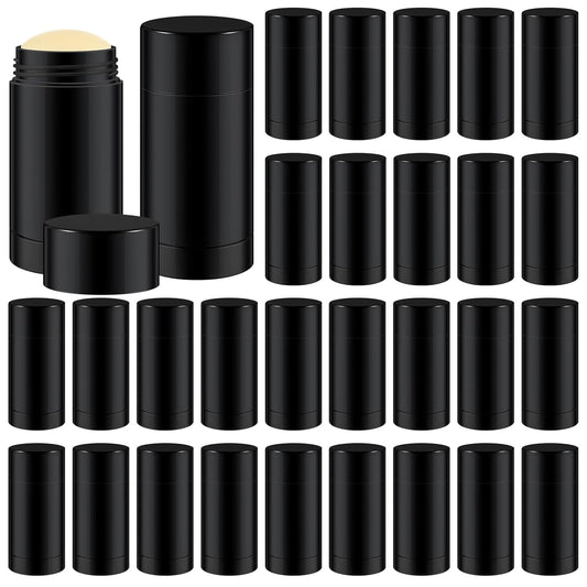 30 Pcs Empty Deodorant Containers Twist up Filling Stick Plastic Deodorant Container Refillable Bottles Bottomfill Round Lip Balm Tubes for Homemade DIY Lipstick Crayon(30 ml,Black)