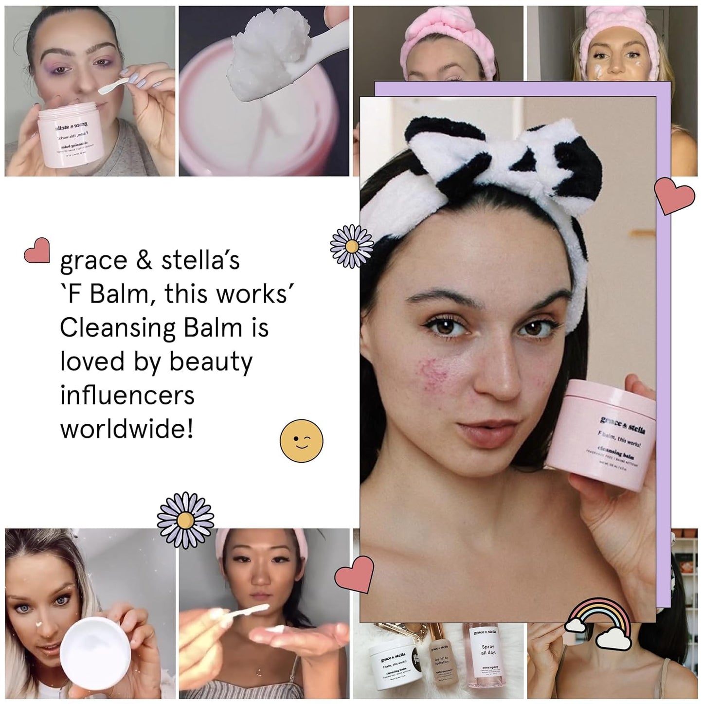 grace & stella Makeup Remover Cleansing Balm - Hydrating Facial Cleanser with Vitamin E for Soft, Nourished Skin - Melt Stubborn Waterproof Make Up, Mascara, Eye Liner - Vegan Skincare (102g/ 4.3 oz)