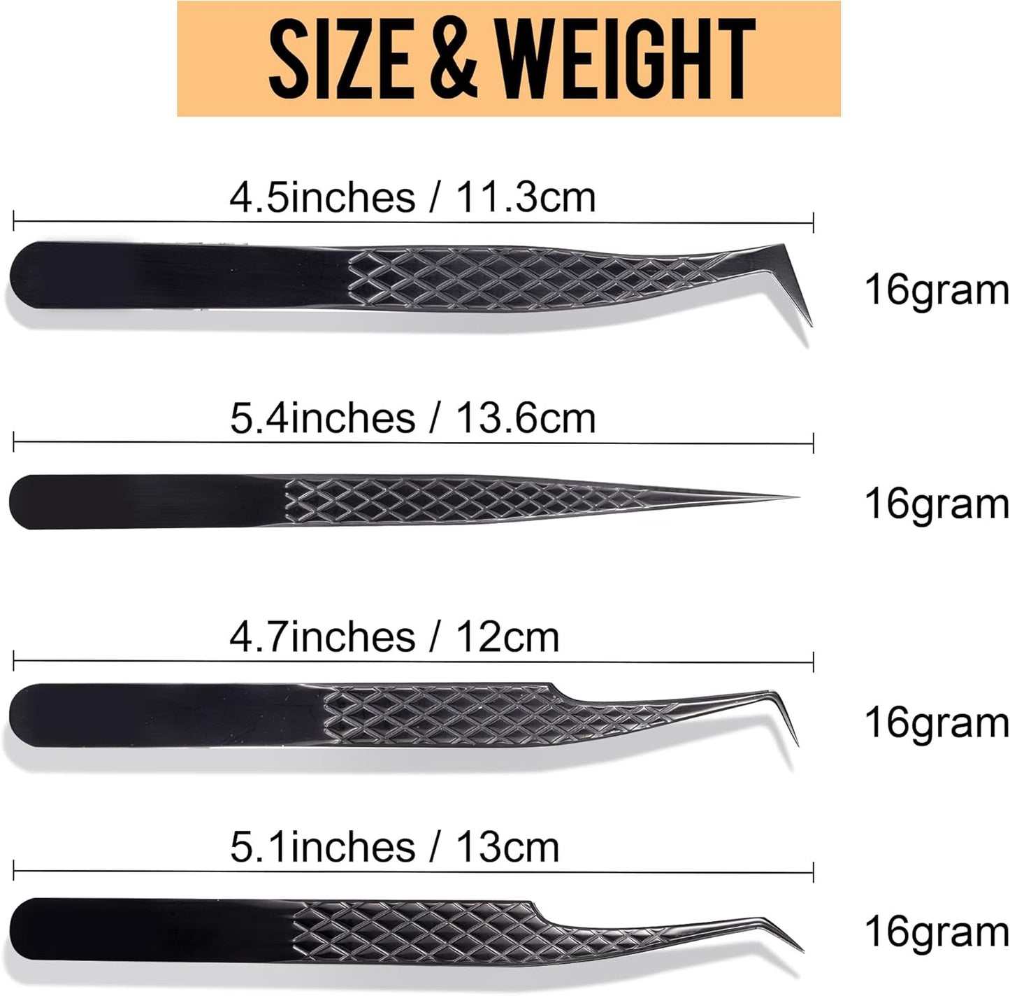 Fiber Tip Lash Tweezers For Eyelash Extension 4 Pcs Tweezers Professional Artist Tech Work Kit Tools,Best Volume Eyelash Lashes Extensions Precision Volume Boot 90 45 Degree(Titanium black)