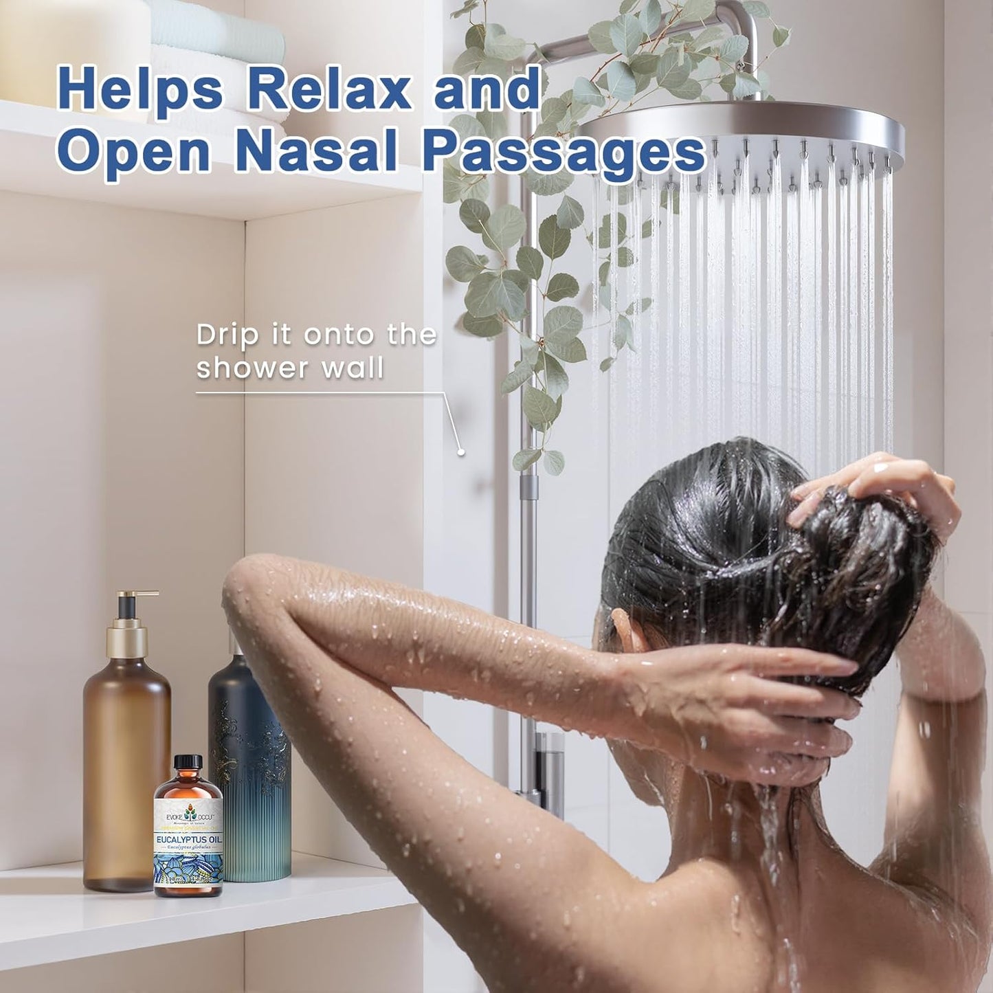 EVOKE OCCU Eucalyptus Essential Oil for Diffuser, Aromatherapy, Shower, Clear Breath, Add to Body Wash, Soap and Candle Making - 4 Fl Oz