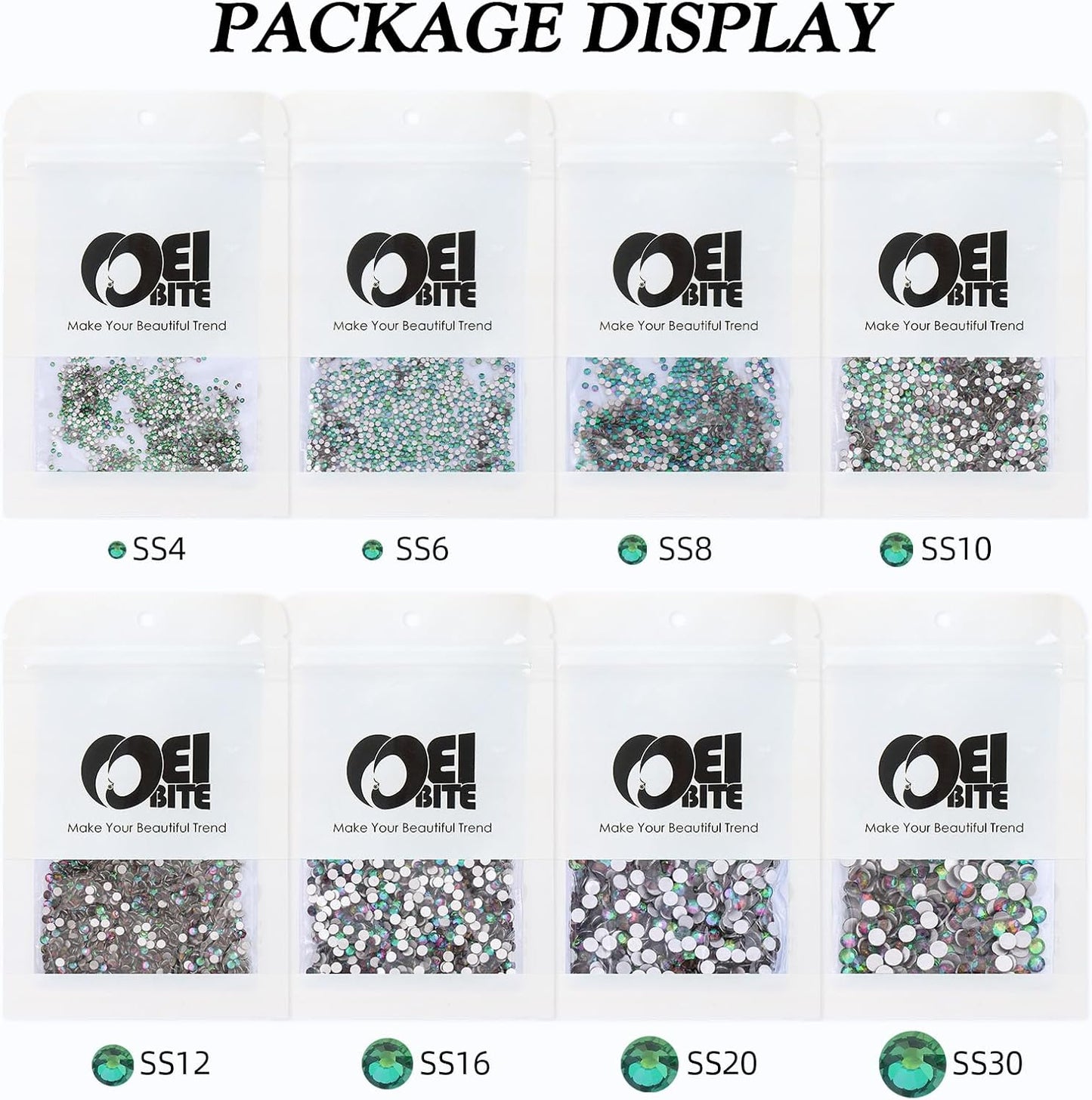 Green Volcano Flatback Rhinestones, Glass Rhinestones for Nail Art and Craft, Glue Fix, Loose Crystal Gemstones(Green Volcano, SS6, 1440pcs, 1.9-2.0mm)