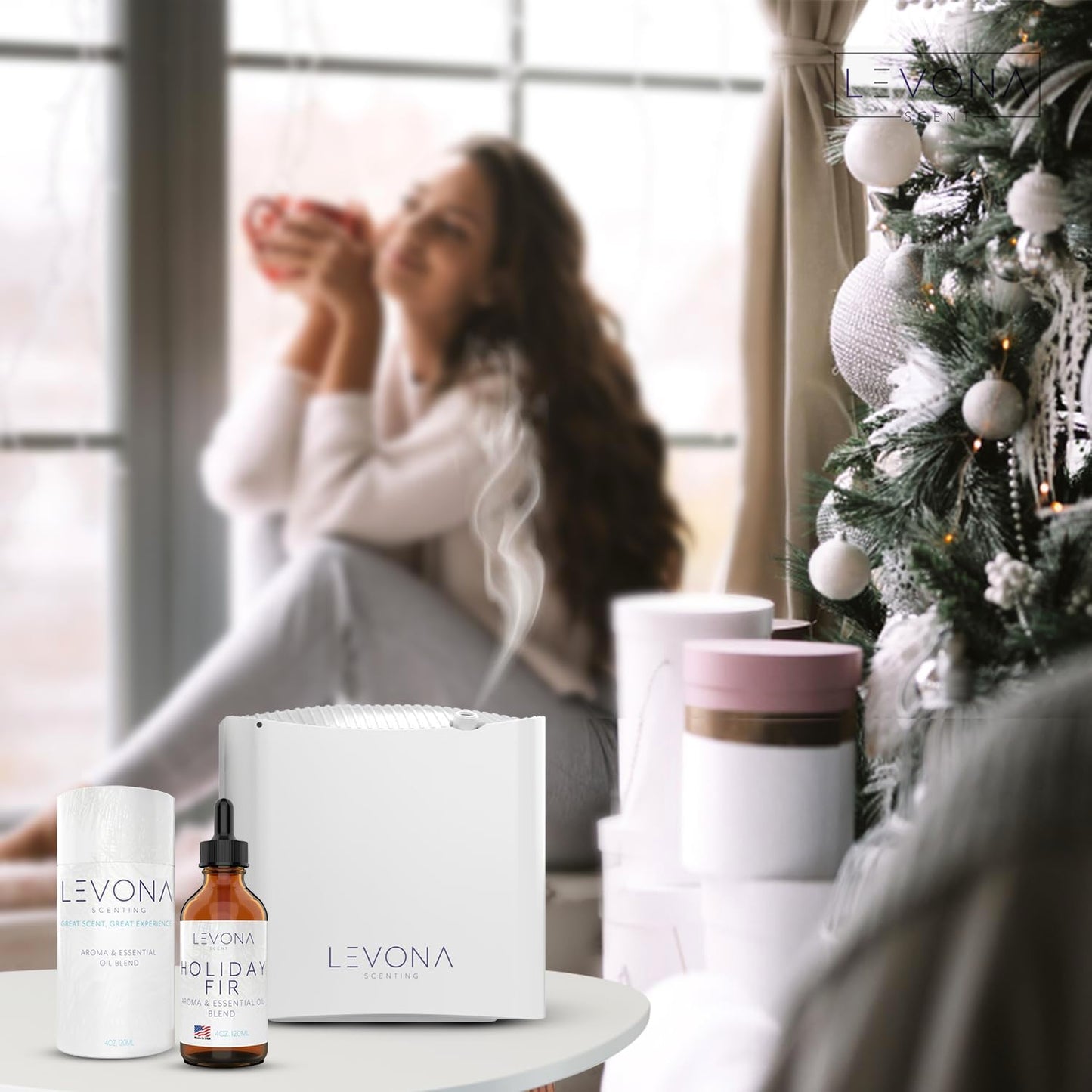 Levona Scent Christmas Essential Oils for Diffuser: Holiday Fir Essential Oil for Diffusers for Home - Essential Oils with Notes of Sandalwood & Amber Oil - Winter Fir and Balsam Fragrance - 120Ml
