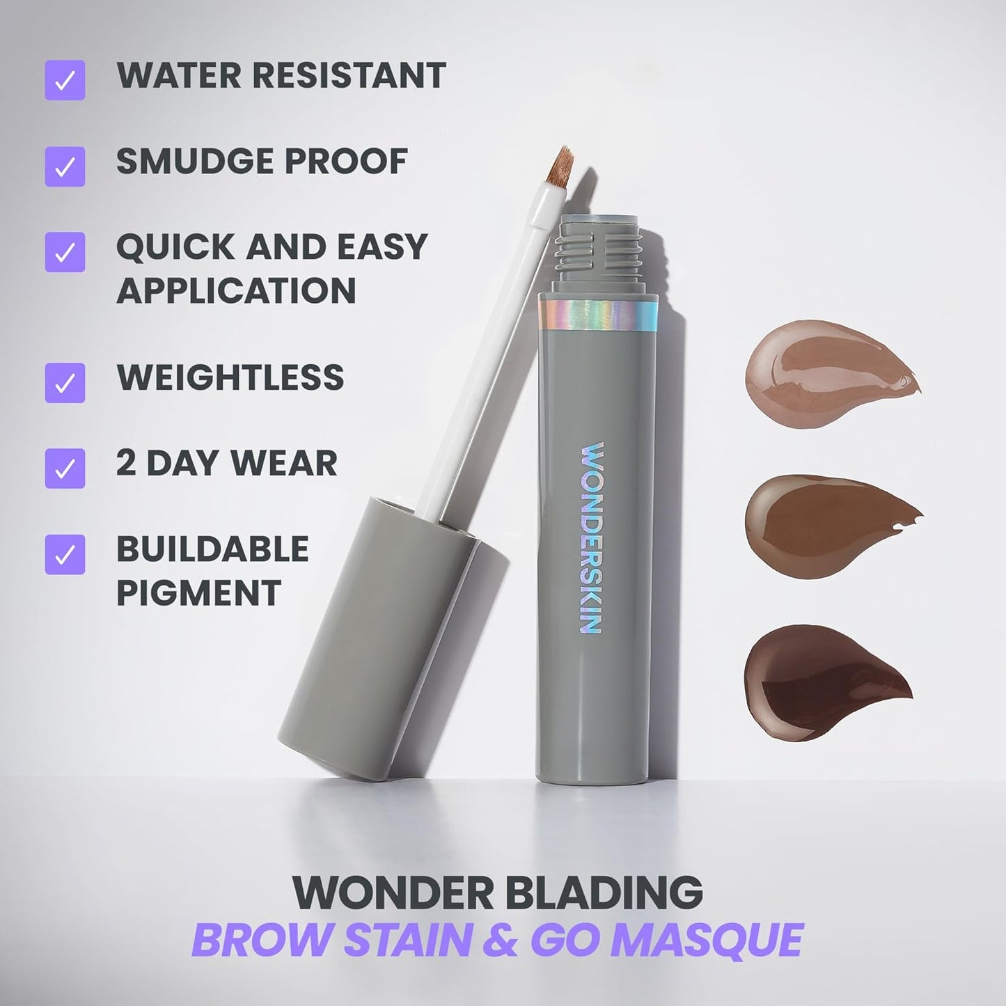 Wonderskin Wonder Blading Brow Stain & Go Masque - Long Lasting Eye Brow Tint, Transfer Proof and Smudge Proof Eyebrow Tint Stain (Brunette)