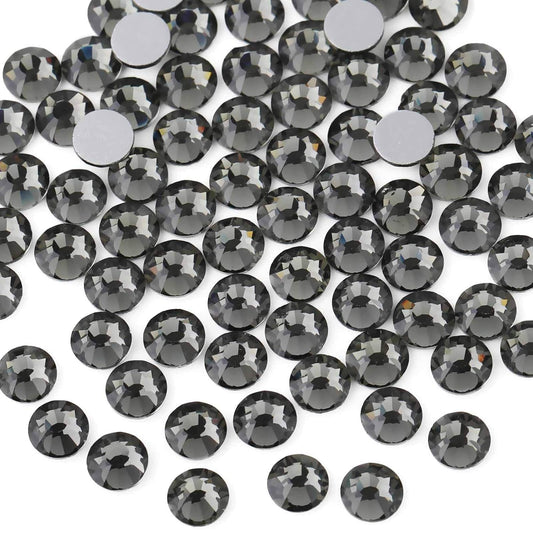 Beadsland 1440pcs Flat Back Crystal Rhinestones Round Gems for Nail Art and Craft Glue Fix,Black Diamond,SS3,1.2-1.4mm