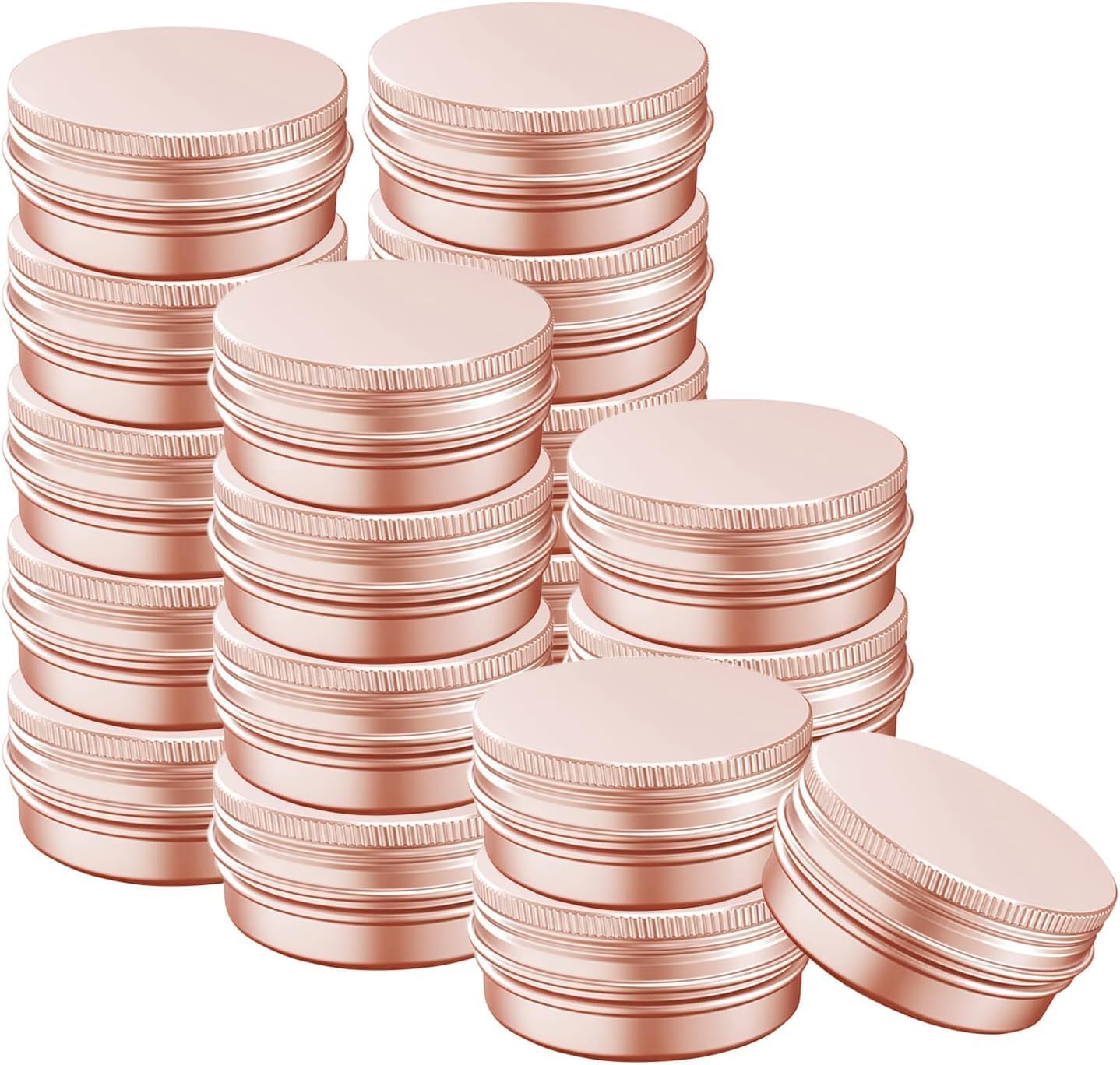 0.5 Ounce Aluminum Tin Jar with Screw Cap 15mL Tin Cans Refillable Containers for Cosmetic, Lip Balm, Cream, Lotion, Balms, Spices, Salve, Rose Gold 20 Pcs