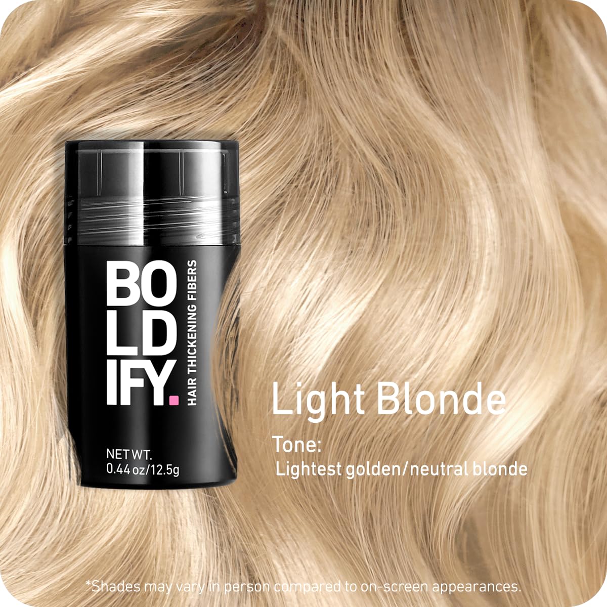 BOLDIFY Hair Fibers (12.5g) - Fill In Thinning and Fine Hair for an Instantly Fuller, Thicker Look - 14 Shades for Women & Men - Light Blonde