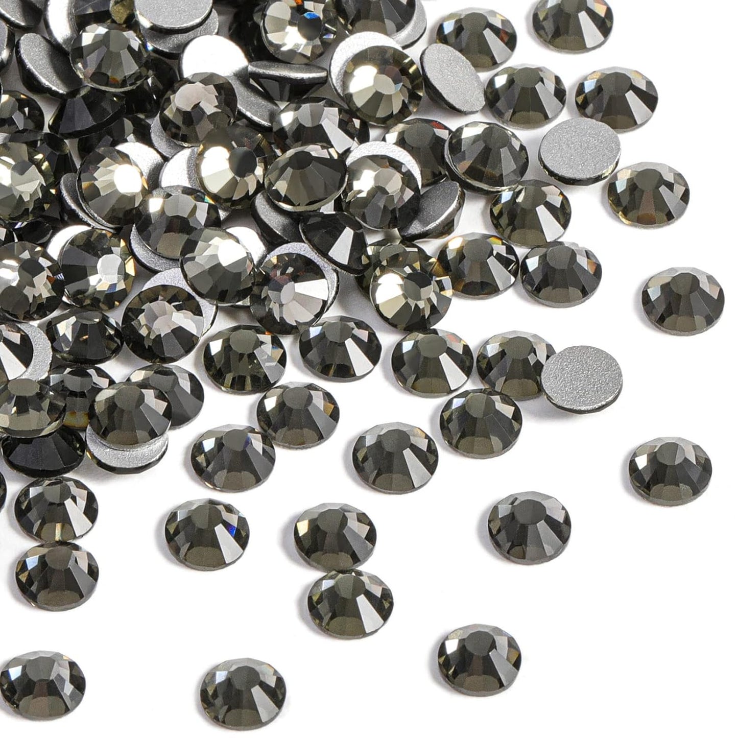 Beadsland 1440pcs Flat Back Crystal Rhinestones Round Gems for Nail Art and Craft Glue Fix,Black Diamond,SS3,1.2-1.4mm