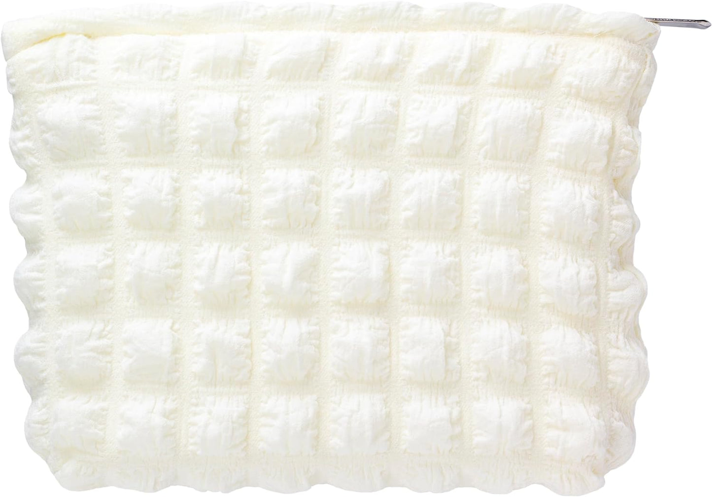 PAZIMIIK Floral Makeup Bag Large Cotton Zipper Pouch for Purse Travel Canvas Make Up Organizer for Women Cosmetic,Bubble Beige