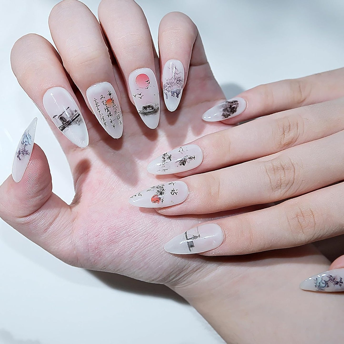 DANNEASY 30 Rolls Nail Art Foil Transfer, Landscape Painting Nail Foil Wraps Bamboo, Flowers, Cranes, Plum Blossoms Stickers Starry Sky Holographic Nail Foils for Women Nails Supplies