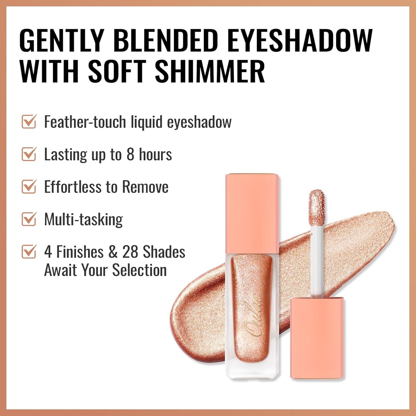 Oulac Liquid Glitter Eyeshadow Metallic Eyeshadow| Gold Liquid Eyeliner Glitter Eye Makeup| Pigmented Lightweight Moisturizing Formula Easy to Remove. Vegan & Cruelty-Free (O10)