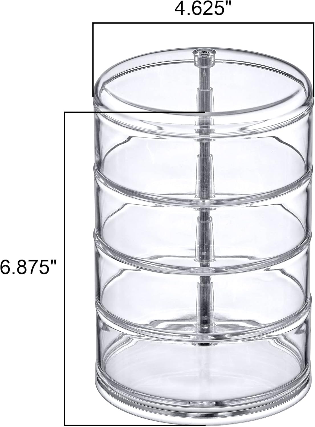 Amazing Abby - Inspire - 4-Tier Acrylic Hair Accessories Organizer with Lid, Plastic Jewelry Holder, Rotating Makeup Accessories Container, Beauty Supply Storage, Clear, Round (4.5" Dia.)