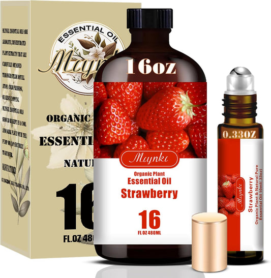Strawberry Fragrance Oil-Strawberry Essential Oil 16.33oz (490ml)-100% Pure Natural Scent for Diffusers, Candles, Soap Making & Aromatherapy-Relaxing Home & Gift Essential Oil for Bath, Massage