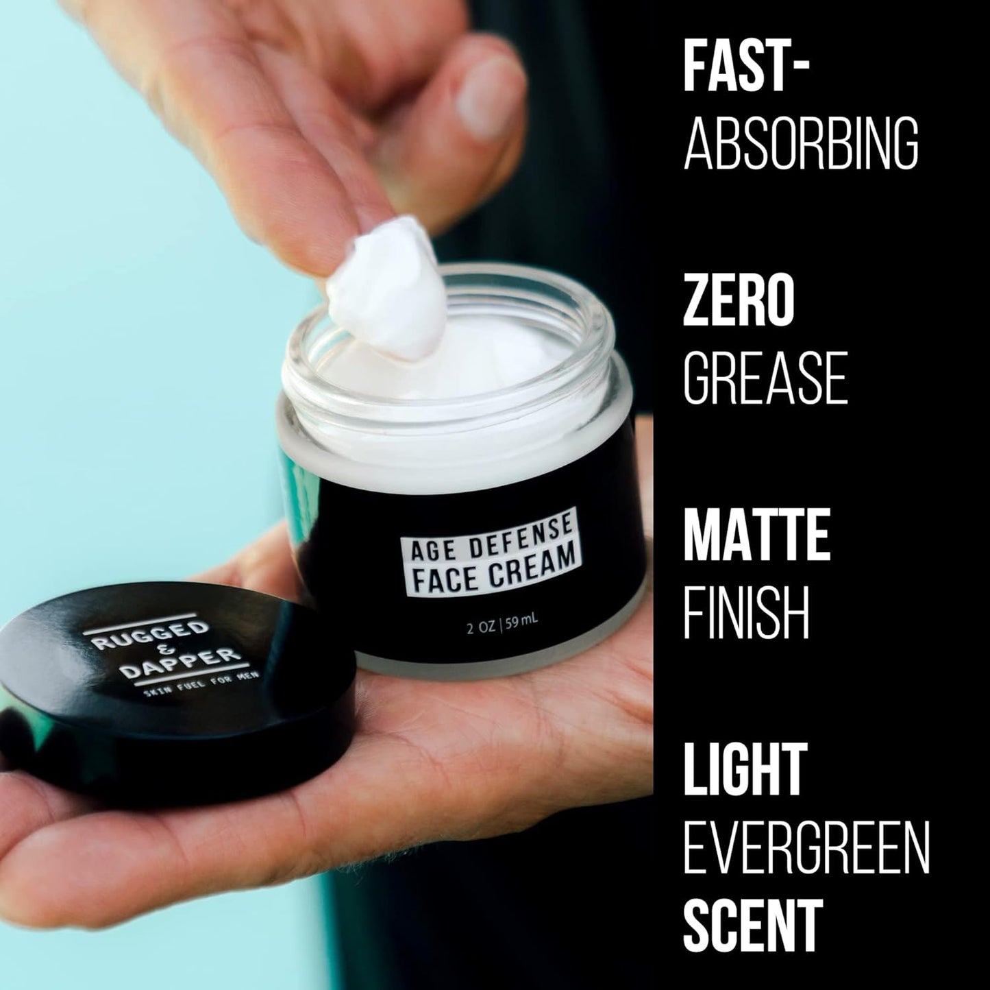 RUGGED & DAPPER - Mens Face Cream with Hyaluronic Acid - Ultra-Hydrating Mens Anti Aging Face Cream- 24 Hour Protection - 4 Month Supply - USA Made