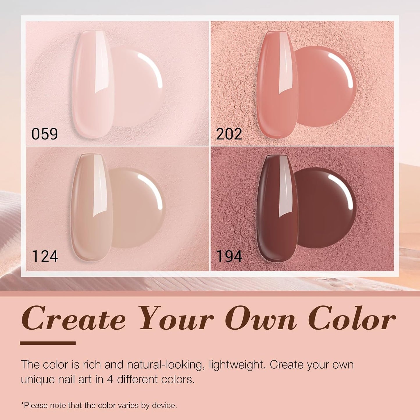 AZUREBEAUTY Dip Powder Nail Kit Starter, All Season Skin Tone Nude Brown 4 Colors Acrylic Dip Powder Liquid Set with Base/Top Coat Activator for French Nail Art Manicure DIY Salon Gifts