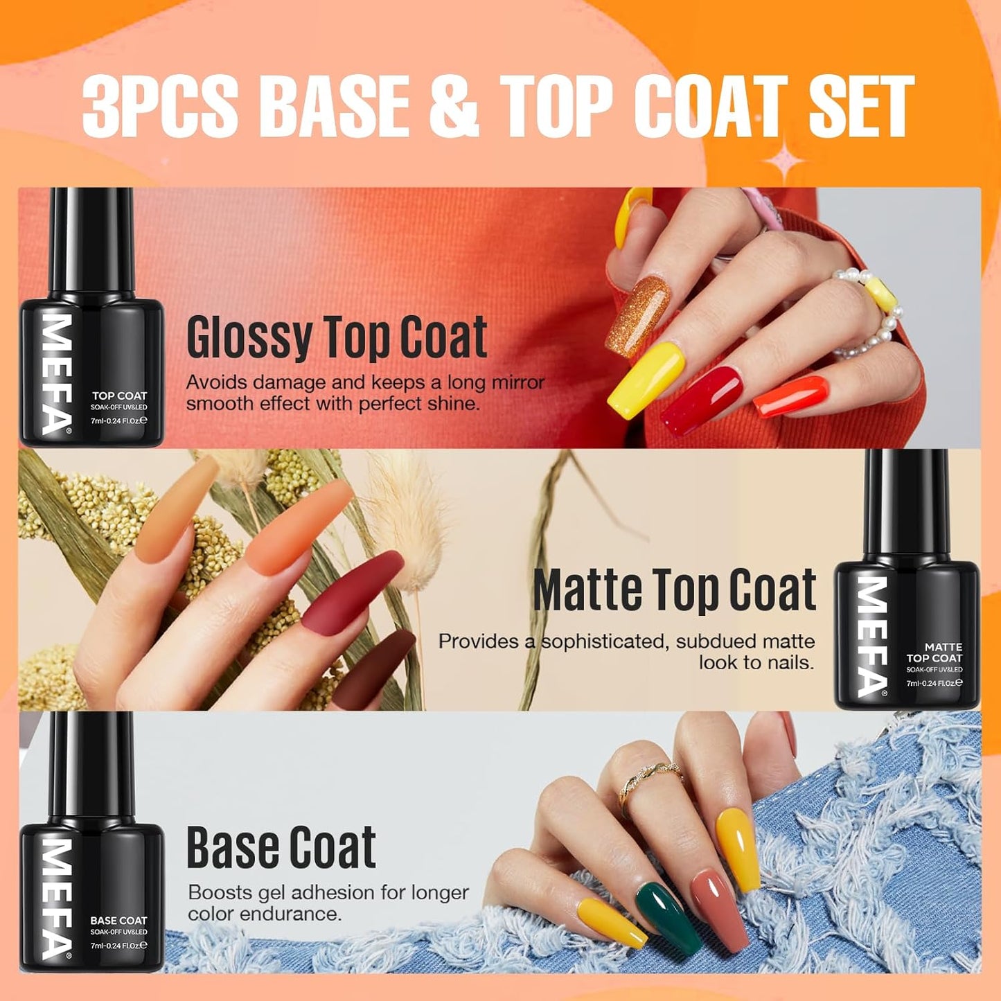 MEFA Fall Gel Nail Polish Set, 23 Colors Brown Orange Nail Polish Set Gold Glitter Yellow Nail Polish Soak Off Red Shimmer Gel Nail Gifts for Women Girl DIY Salon Home Manicure