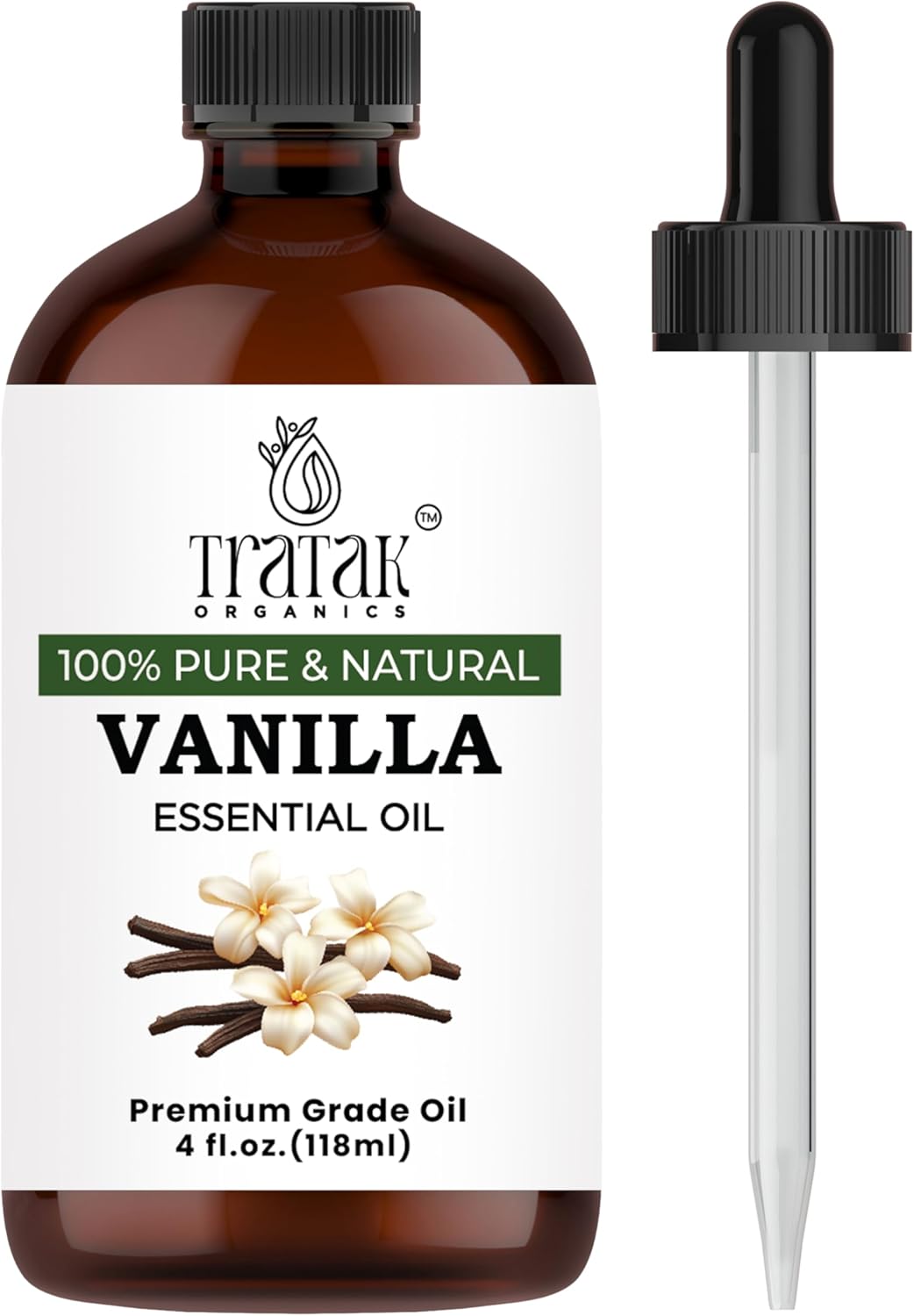Vanilla Essential Oil 4 FL OZ – 100% Pure Sweet Scent, Therapeutic Grade for Diffuser, Skin Care, Relaxing Aromatherapy, DIY Candles & Perfume, Premium Quality with Glass Dropper