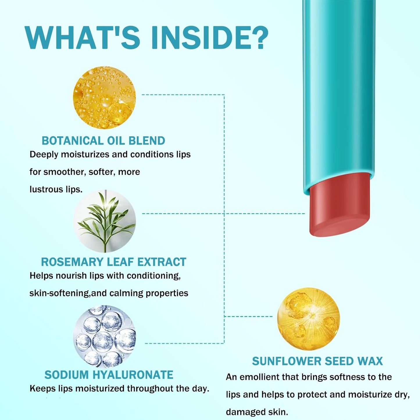 Lip Tint Hydrating, Moisturizing Lip Oil Balm, Long Lasting Waterproof Lip Gloss Non-Stick Cup Lipstick Set, Natural Ingredients Strong Moisturizing Lipstick (Dusty Rose)