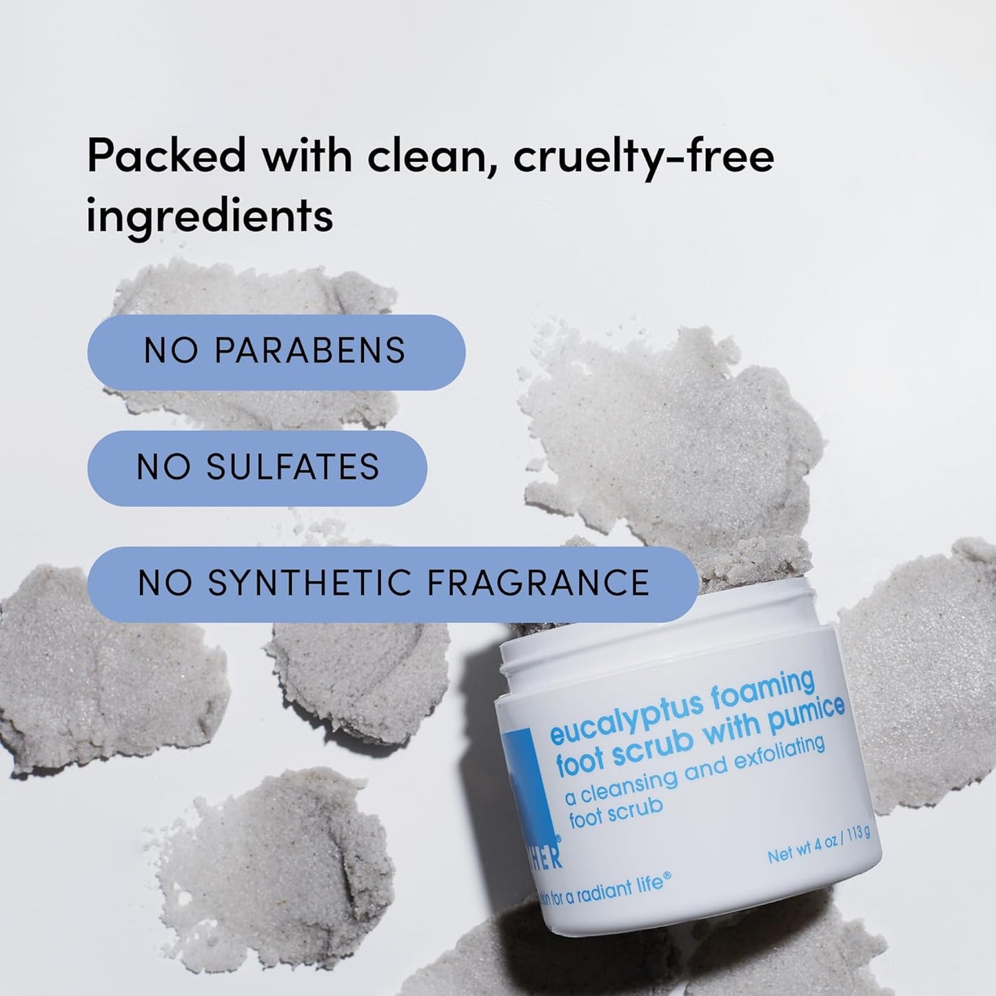 LATHER Foot Scrub with Pumice Stone - Gentle Exfoliating Foaming Foot Scrub for Skin - Cracked Heel Repair for Smooth, Soft Feet - Pedicure Foot Spa | 4 Oz