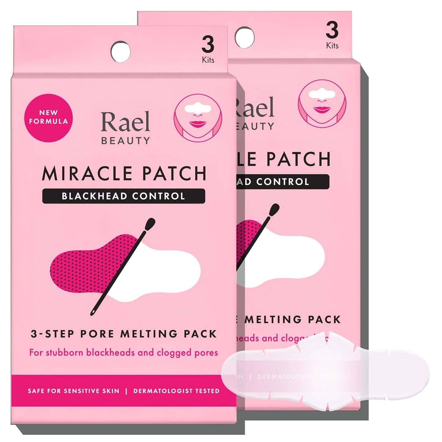 Rael Blackhead Remover, Miracle Patch Melting Pack, Nose Strips for Blackheads, Pore Cleansing and Soothing Sheets, 3 Step Kit, Sebum Removing Cotton Swabs, Dermatologist Tested
