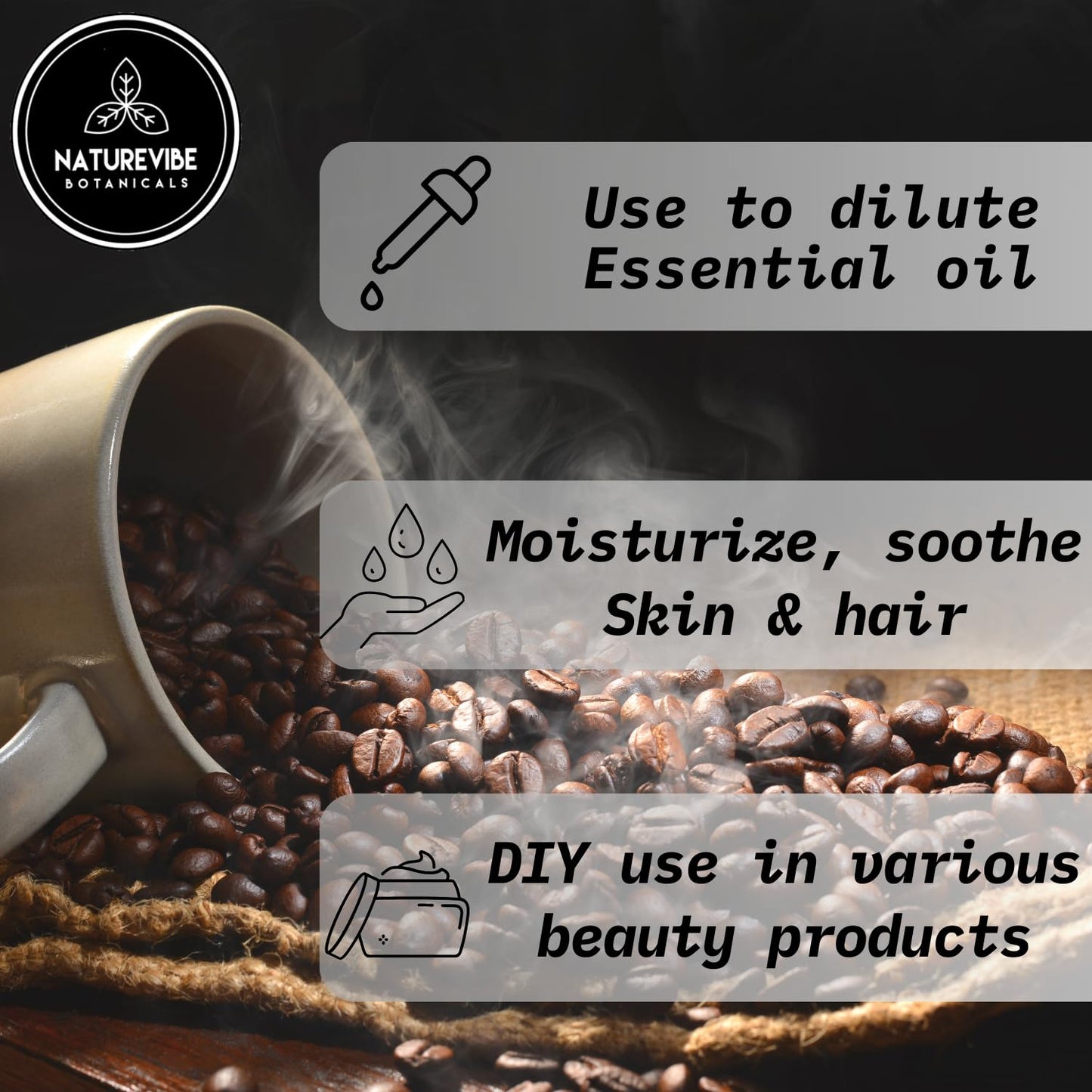 Naturevibe Botanicals Coffee Bean Oil 32 Ounces | 100% Pure and Natural | Great for Skin Care and Hair Care