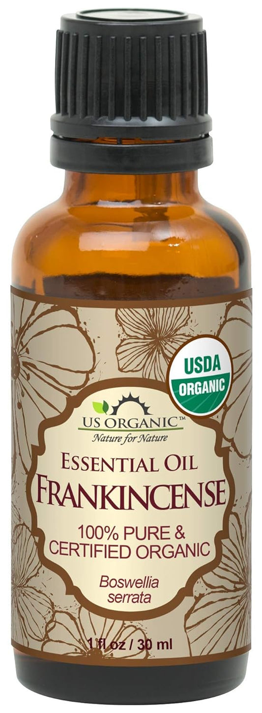 US Organic 100% Pure Frankincense Essential Oil, USDA Certified Organic, Steam Distilled, Boswellia serrata, Sourced from India, Topically or in Diffuser, Perfect for Aging Skin (30 ml)