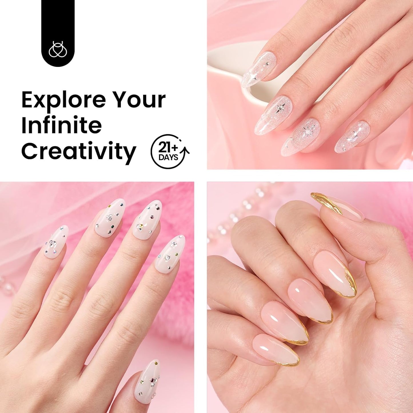 Beetles Pink Nude Dip Powder Nail Kit, 20 Colors Neutral Jelly Pink Sheer Glitter White Dip Nails Powder Starter Kit, Jelly Effect French Nail Art Starter Manicure Salon DIY Home Gift for Women