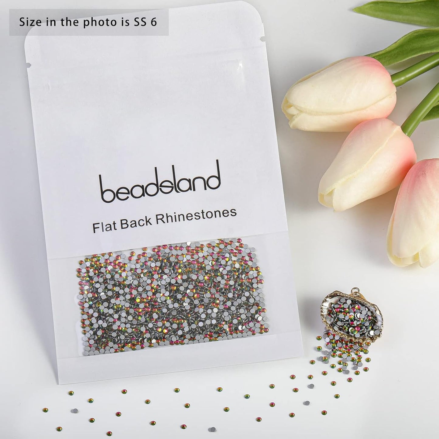 beadsland Flat Back Crystal Rhinestones Round Gems, Rainbow (1.9-2.0mm) SS6/1440pcs