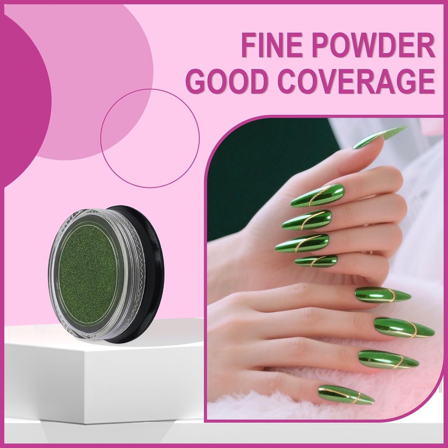 Artdone 16 Jars Chrome Nail Powder Magic White Pearl Kit Mirror Effect Silver Metallic Holographic Dip Nail Powder Decoration Iridescent Aurora Mermaid Pigment