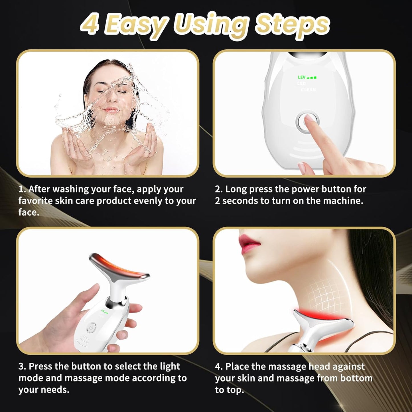 Portable Facial Massager, Multifunctional Facial Skin Care Tools, Face and Neck Massager, Face Sculpting Tool, 7 Color Led Face and Neck Beauty Device for Home Use