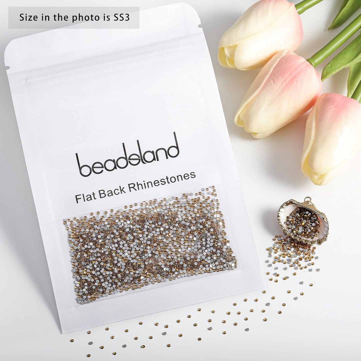 beadsland Flat Back Crystal Rhinestones Round Gems, Lt Colorado Topaz (1.3-1.4mm) SS3/1440pcs