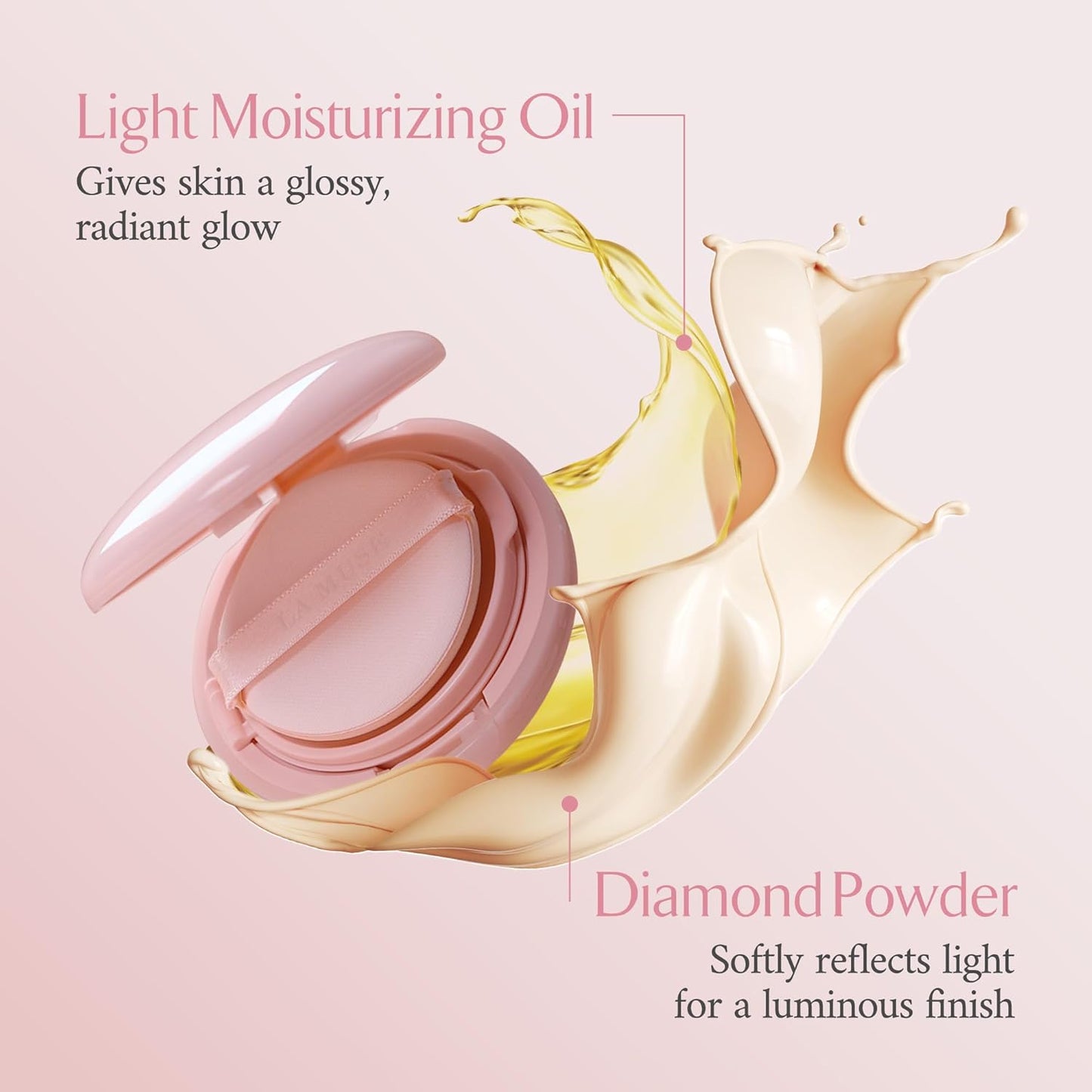 LA MUSE Korean Glow Cushion Foundation with PDRN | Shade No.22 Neutral Beige for Medium Skin | 65% Hyaluronic Acid Hydration | Natural Radiant, Lightweight Coverage | Light to Medium Buildable Finish