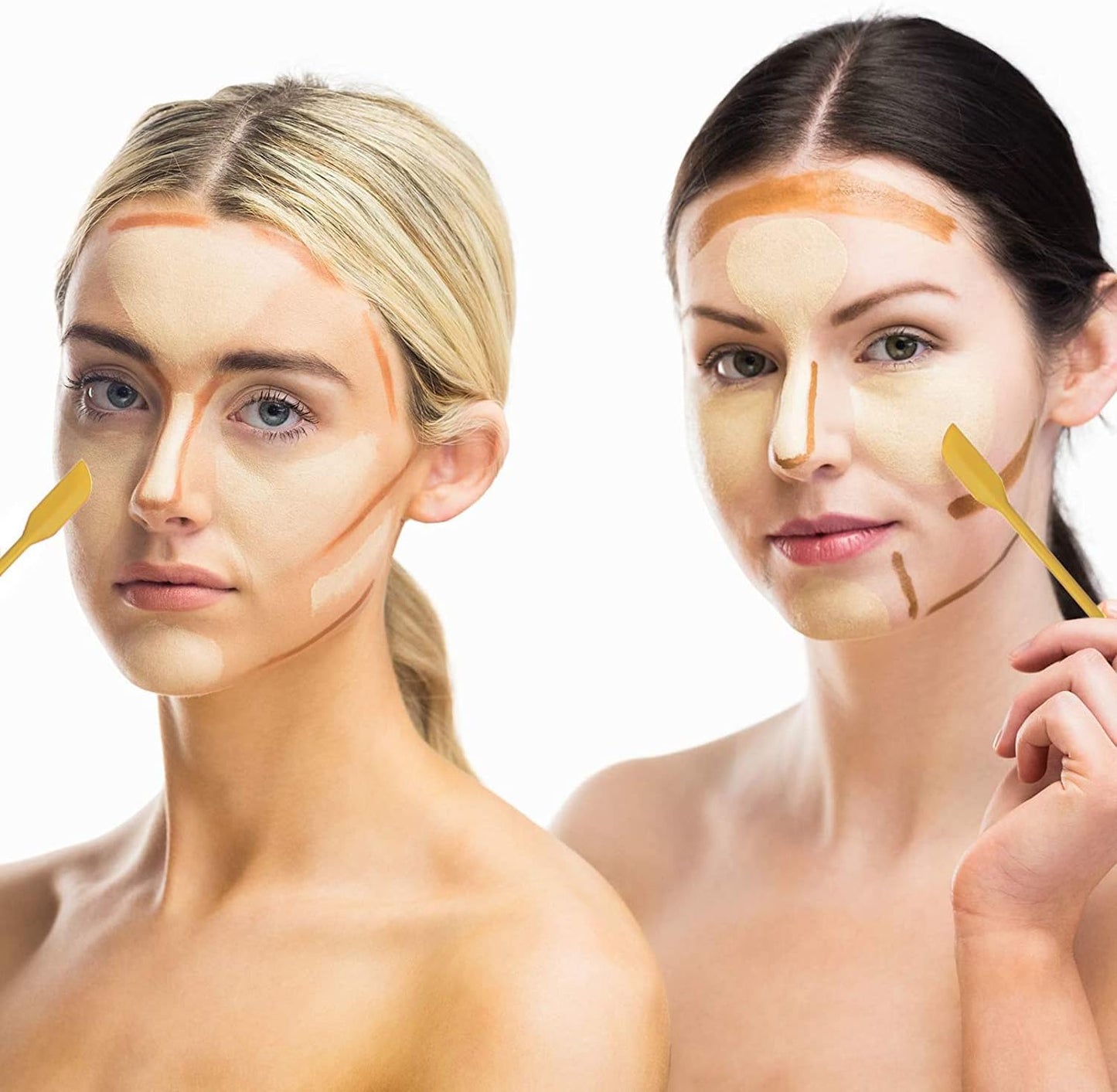 Mini Spatula Silicone Spatula Set - 4pcs Small Makeup Scrapers for Cosmetics, Reusable Beauty Tiny Tools, Thin Jar Scraper, Get the Last of the Makeup Out of the Bottle(Yellow)