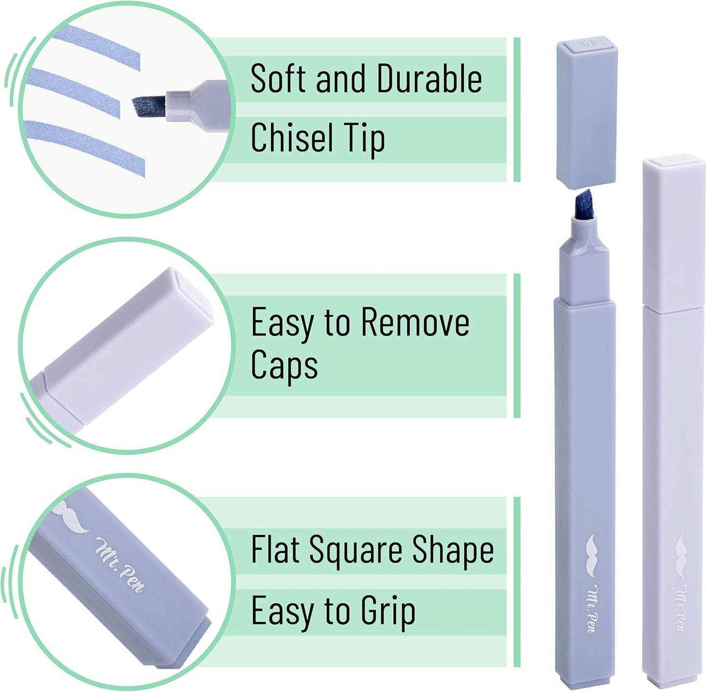 Mr. Pen- Aesthetic Highlighters, 8 pcs, Chisel Tip, Pastel Colors, Cute Highlighters Assorted Colors, Back to School Supplies