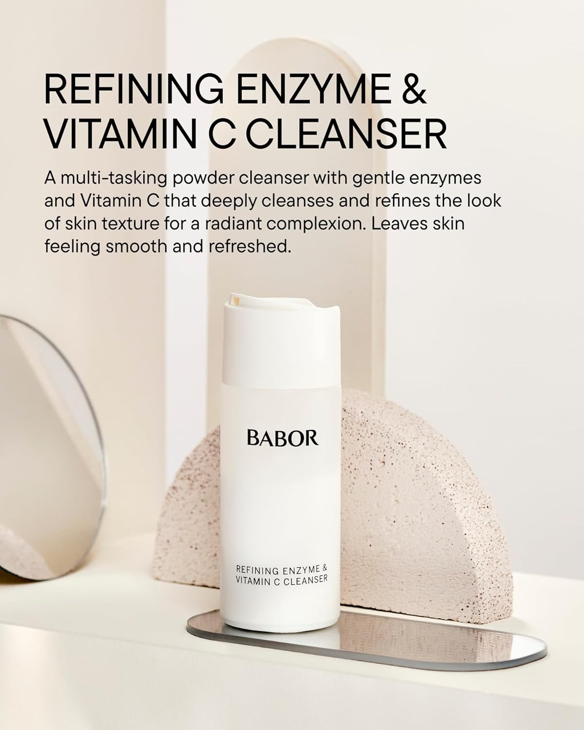 BABOR Refining Enzyme & Vitamin C Cleanser, Enzyme Powder Cleanser, Exfoliating Face Wash Polish, Gentle Facial Scrub to Brighten and Even Complexion