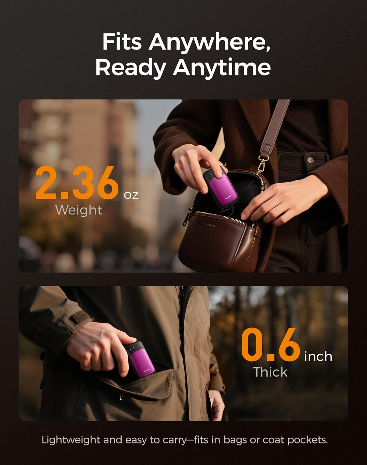 OCOOPA Hand-Warmers-Rechargeable Dual Sided, 2 in 1 Electric-Hand -Warmers with UL Certified, 3 Heating Level, Pocket Sized USB Hand Warmers for Camping, Hunting, Commuting, Gifts for Men, UT5 Duoheat