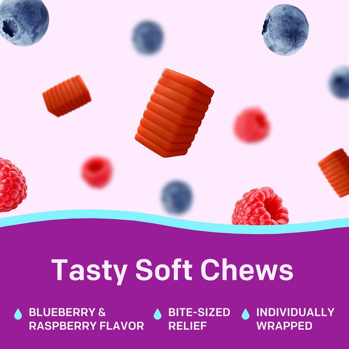 MiraFAST Soft Chews, from The Makers of MiraLAX, Gentle Constipation Relief, Fast Acting Laxative, Stimulant Free Saline Laxative, Magnesium Hydroxide, Blueberry & Raspberry Flavor, 60ct