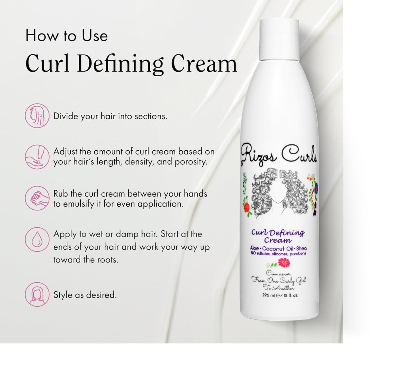 Rizos Curls Travel Curl Defining Cream, Enhance Waves, Curls & Coils, Soft Hold for Weightless Volume, Moisturizing for Frizz-Free Shine with Aloe Vera, Coconut Oil & Shea Butter, 2.5 oz