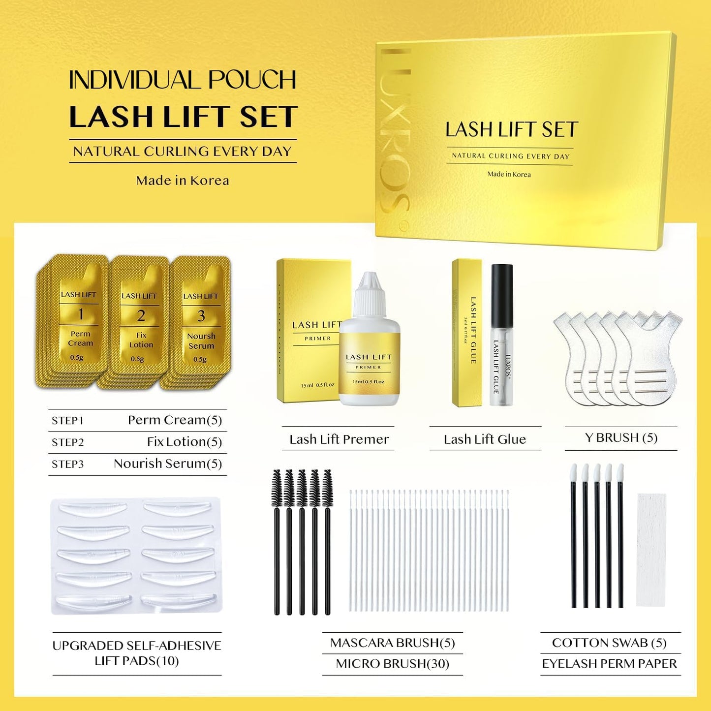 Lash Lift Kit for Eyelash Perm: Advanced Korean Thio-Free Keratin Formula for Long-Lasting Curl – Gentle Lash Lifting Set for Home or Professional Use – Also Great for Brow Lamination
