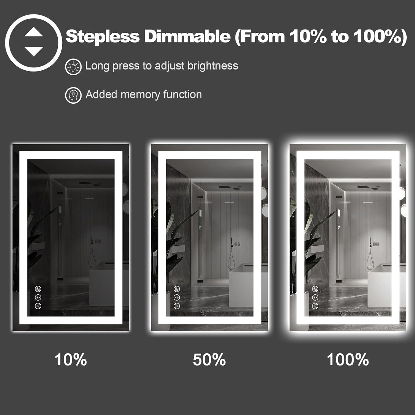 Amorho LED Bathroom Mirror 44" X36" with Front and Backlight, Stepless Dimmable Wall Mirrors with Anti-Fog, Shatter-Proof, Memory, 3 Colors, Double LED Vanity Mirror(Horizontal/Vertical)