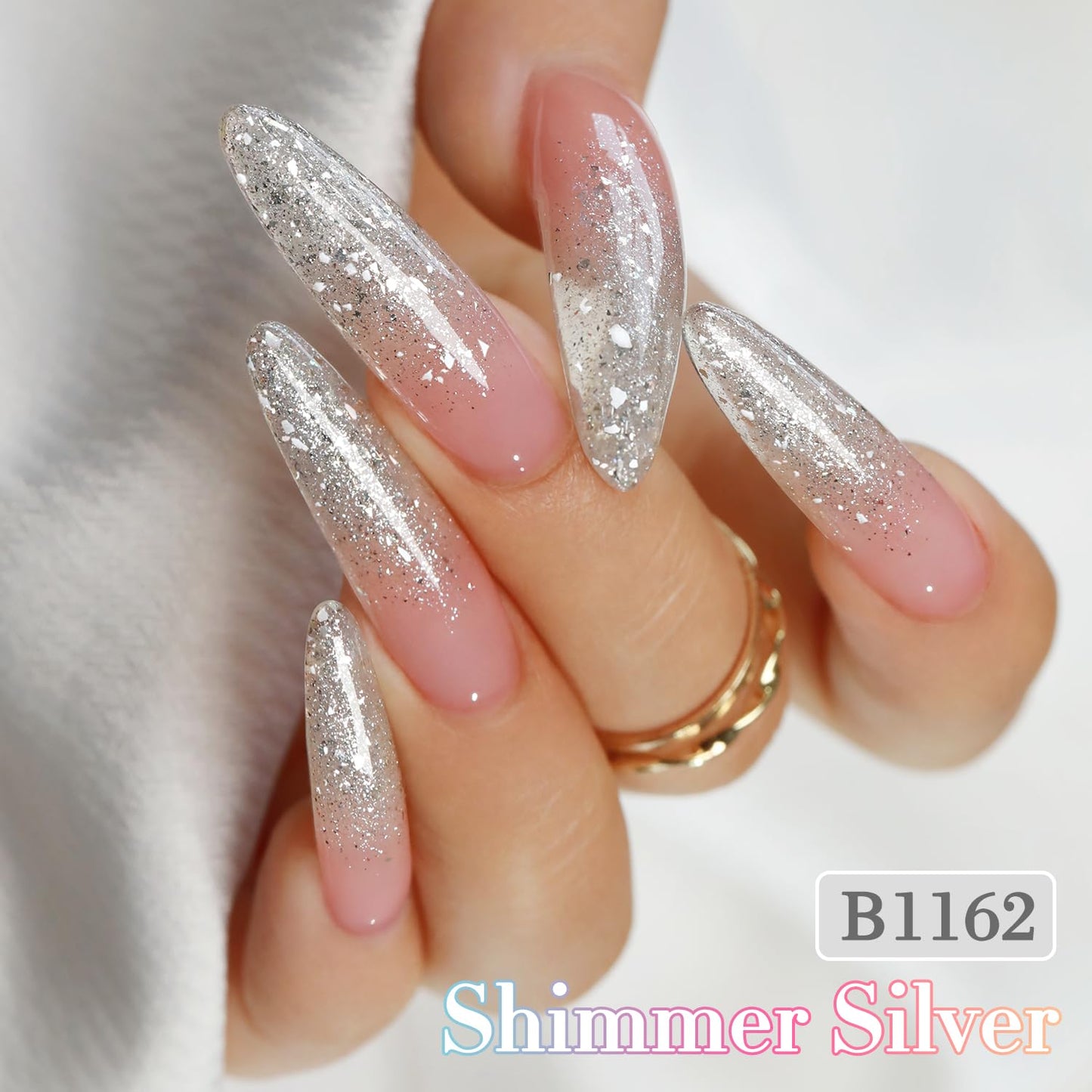 Double Rhythm 0.5Oz Glitter Gel Polish Shimmer Reflective Color for Nail Art Salon DIY Soak Off 15ml Nail Lamp Gel Polish at Home (Clear Silver-B1162)