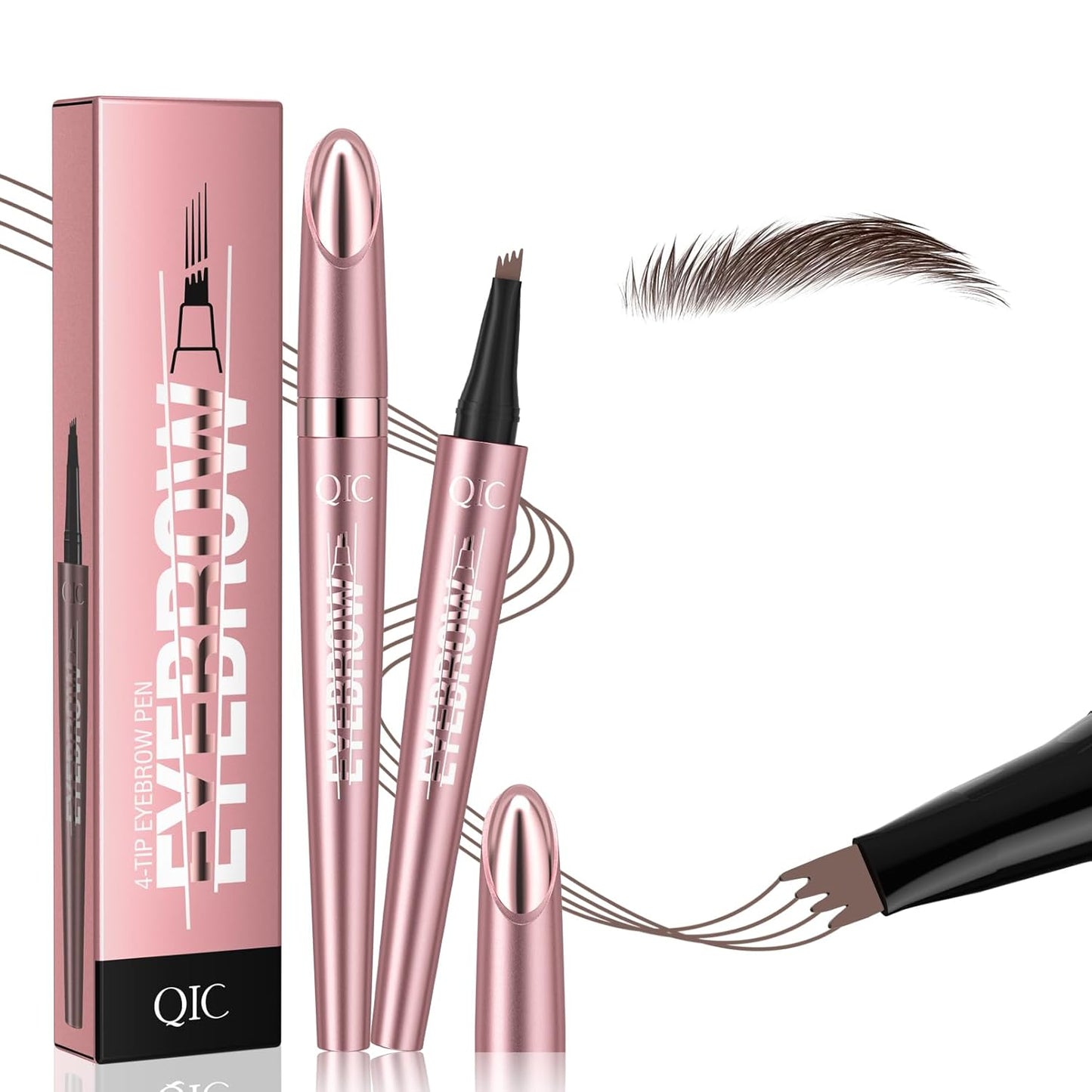 Eyebrow Pencils for Women - Microblading Eyebrow Pencil with Precise 4-Fork-Tip Waterproof Eyebrow Pen Smudge-Proof Eye Brow Pencils Create Natural Hair-Like Brows, Last All-Day, Dark brown