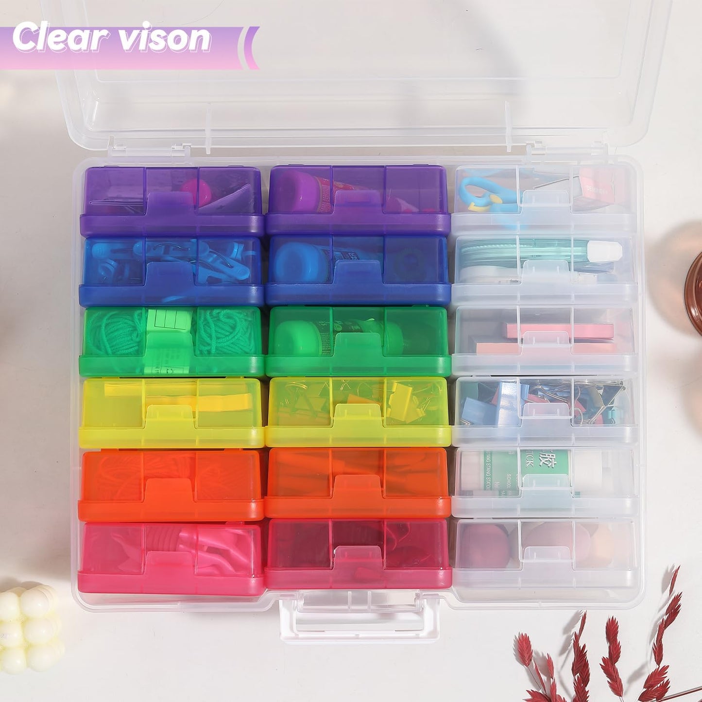 Plastic Storage Box Arts & Crafts Storage Boxes & Organizers With Large Storage Box Small Rectangular Plastic Container For Craft Storage (12 Color+6 Clear-Small)