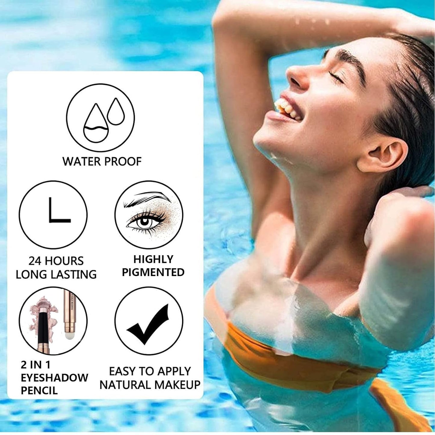 Purple Eyeshadow Stick, Cream Smooth Shimmer Eyeshadow Pencil Makeup, Hypoallergenic Waterproof Long Lasting Eye Shadow Highlighter Stick Create Multi-Dimension Eyes Look(Violets Shimmer #08)