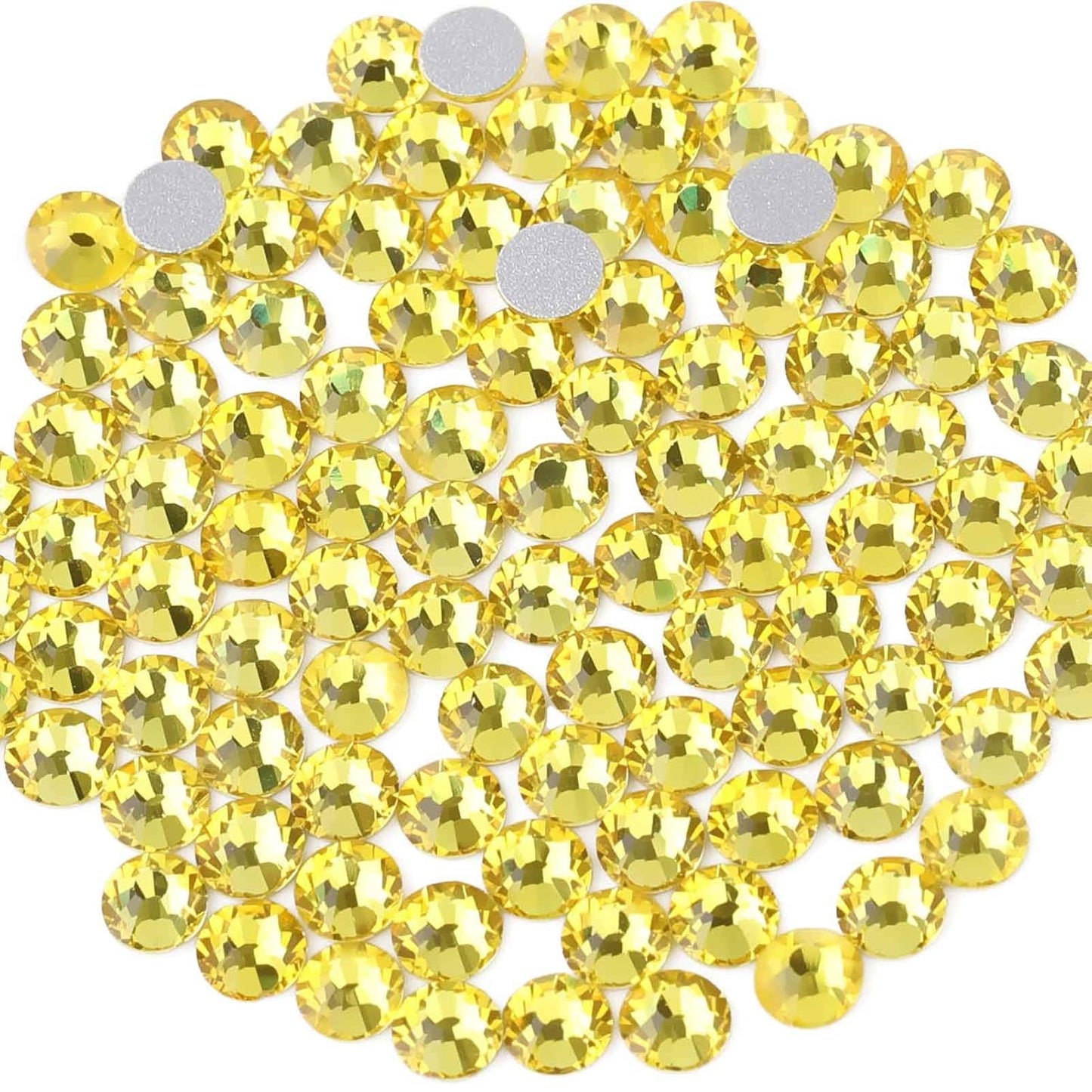 beadsland Flat Back Crystal Rhinestones Round Gems, Lemon Yellow (3.8-4.0mm) SS16/1440pcs